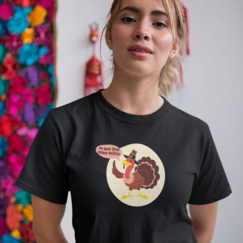 Crna ženska majica božićna puran