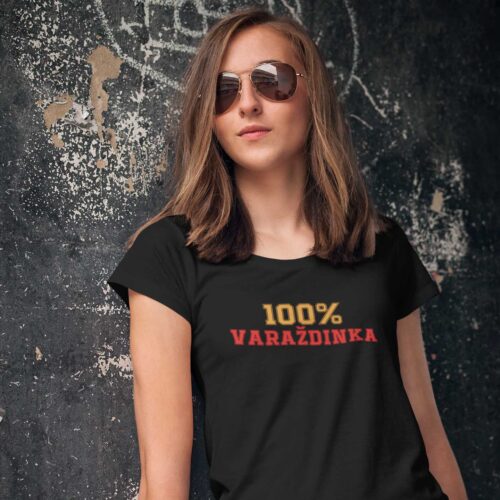 Crna majica sa natpisom 100% Varaždinka