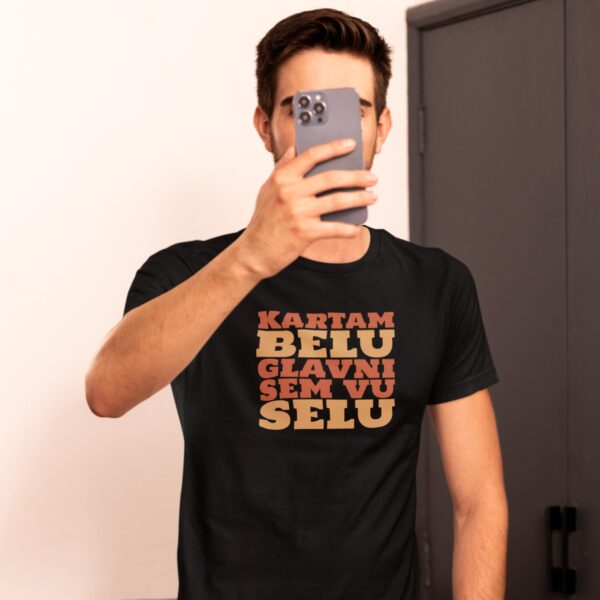 kartam-belu-majica-muska Crna majica sa natpisom Kartam belu glavni sem vu selu