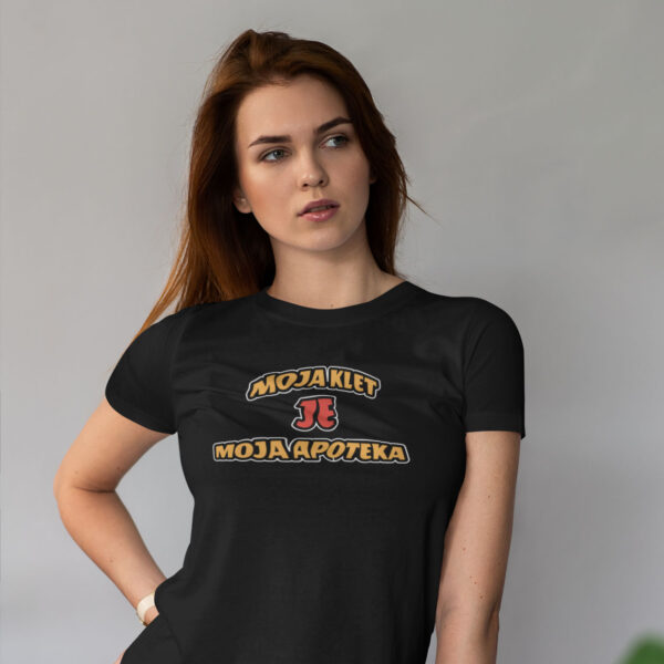 moja-klet-majica-zenska Crna majica sa natpisom "Moja klet je moja apoteka"