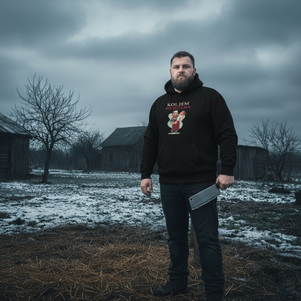 Koljem po hižama - Hoodie crna