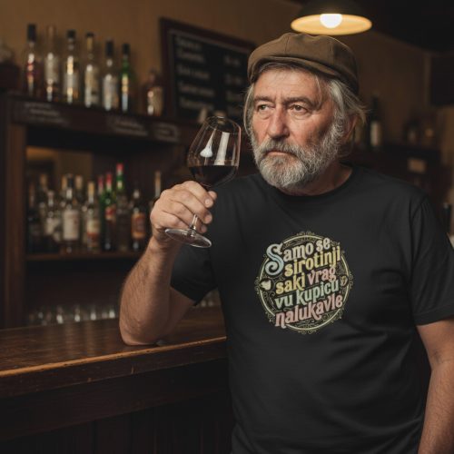 samo se sirotinji saki vrag vu kupicu nalukavle majica crna kajkavski žiga čvarkeš Samo se sirotinji... - Majica crna